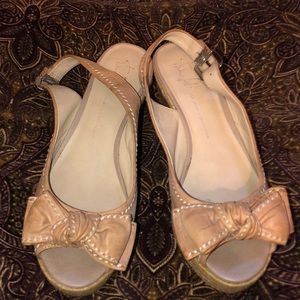 FRANCO SARTO| 3.5 inch Nude Bowtie Wedges